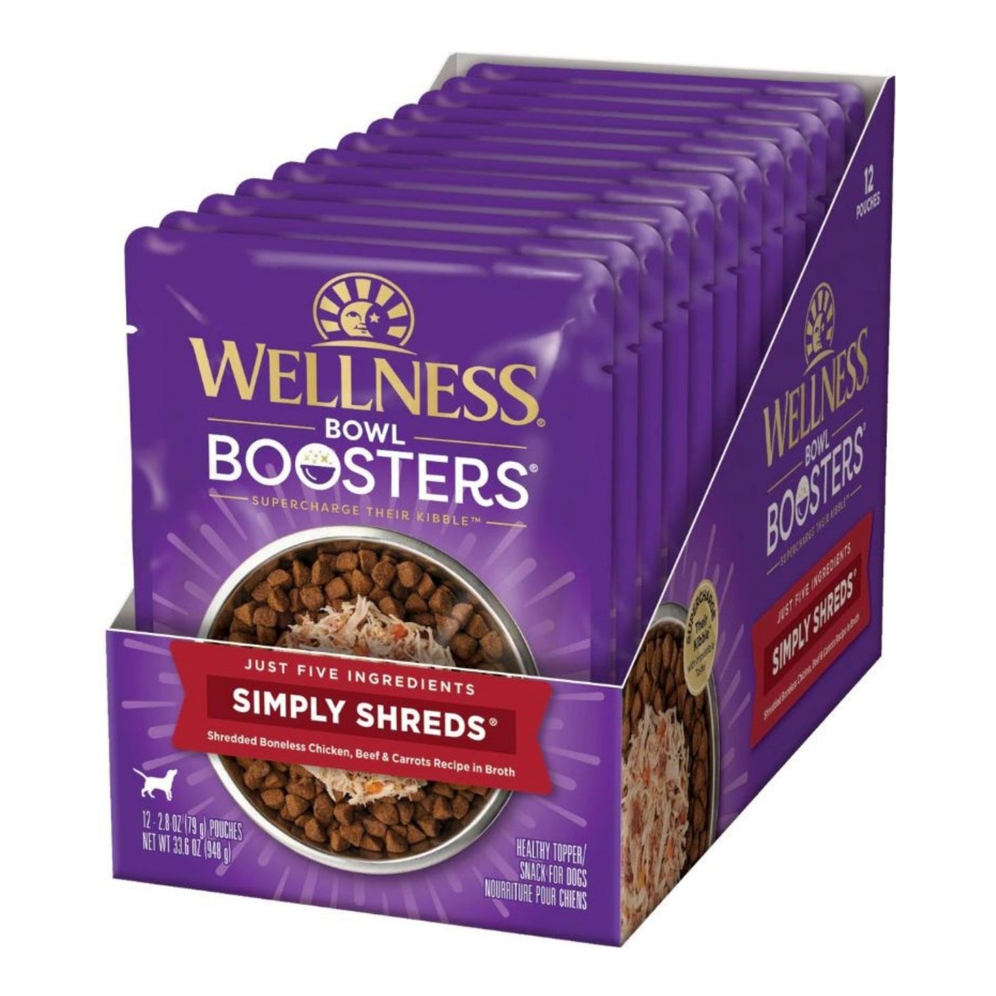 Wellness Bowl Boosters Simply Shreds 2.8oz. Chicken Beef Shred (Case of 12)