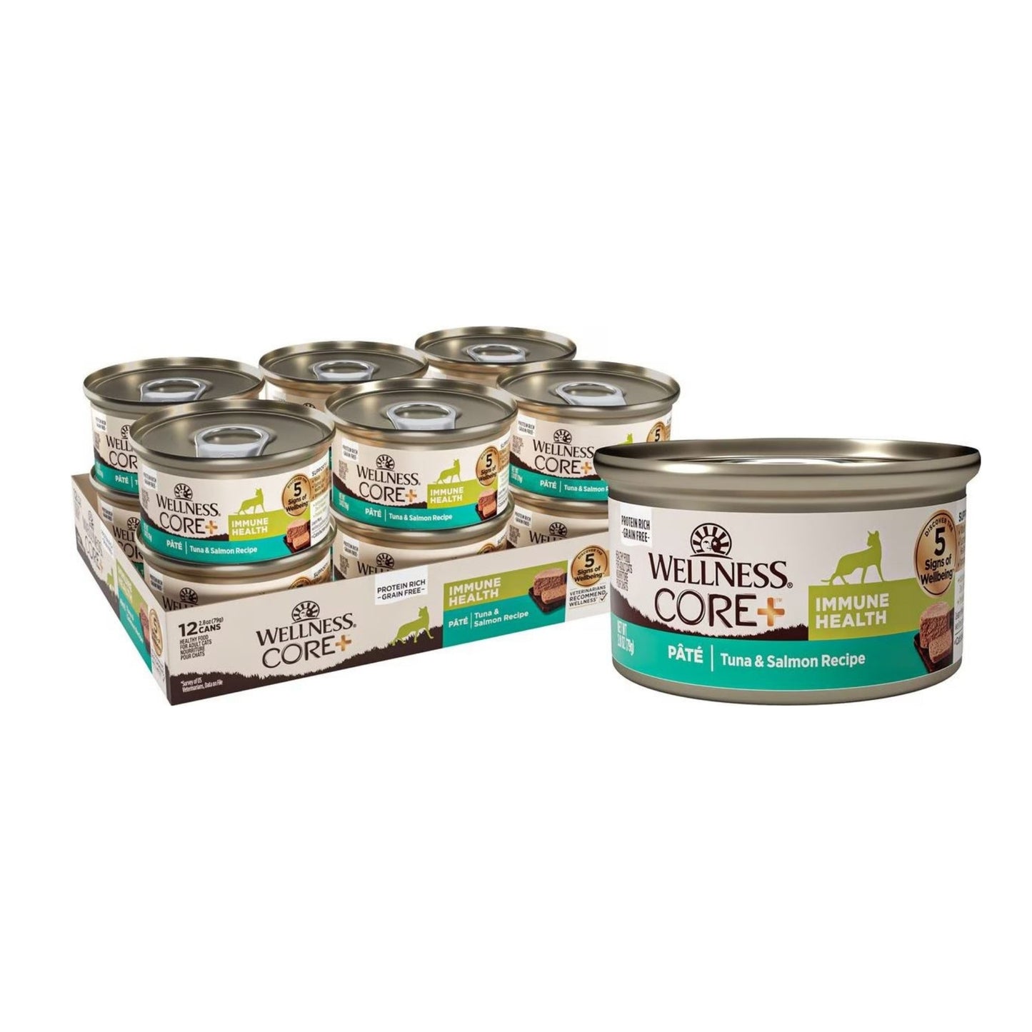 Wellness Core+ Cat Immune Healthy Tuna Salmon Grain-free Pate 2.8oz. (Case of 12)