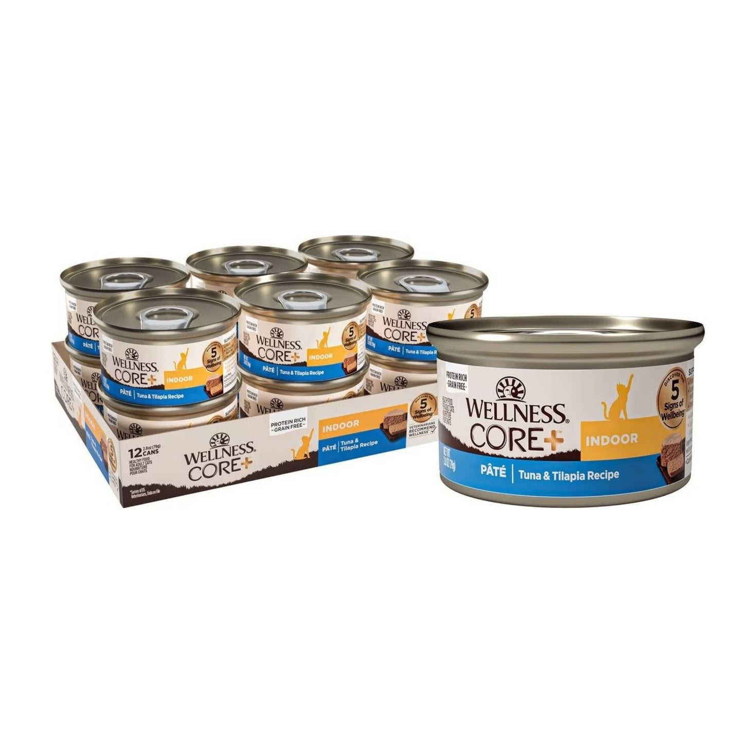 Wellness Core+ Cat Indoor Tuna Tilapia Grain-free Pate 2.8oz. (Case of 12)