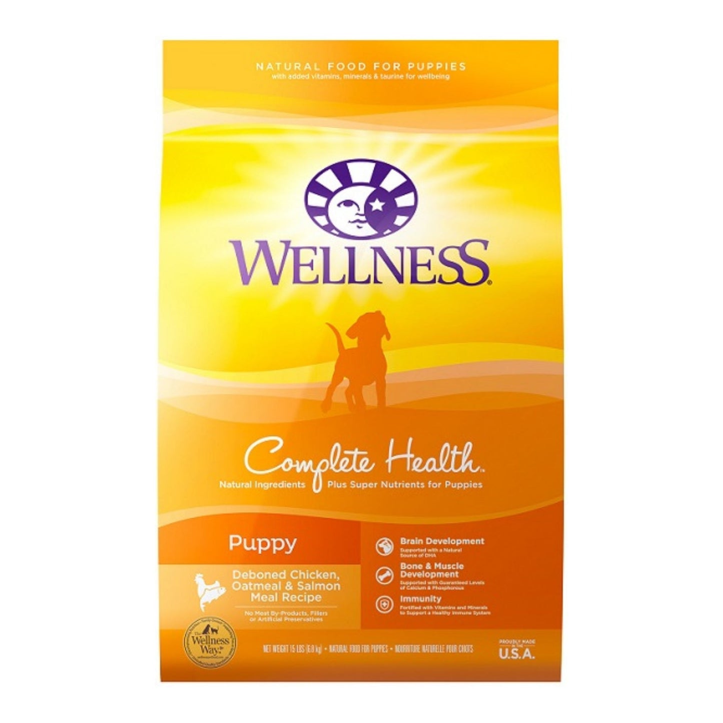 Wellness Puppy Chicken Oatmeal Salmon 15Lb Puppy Complete Health