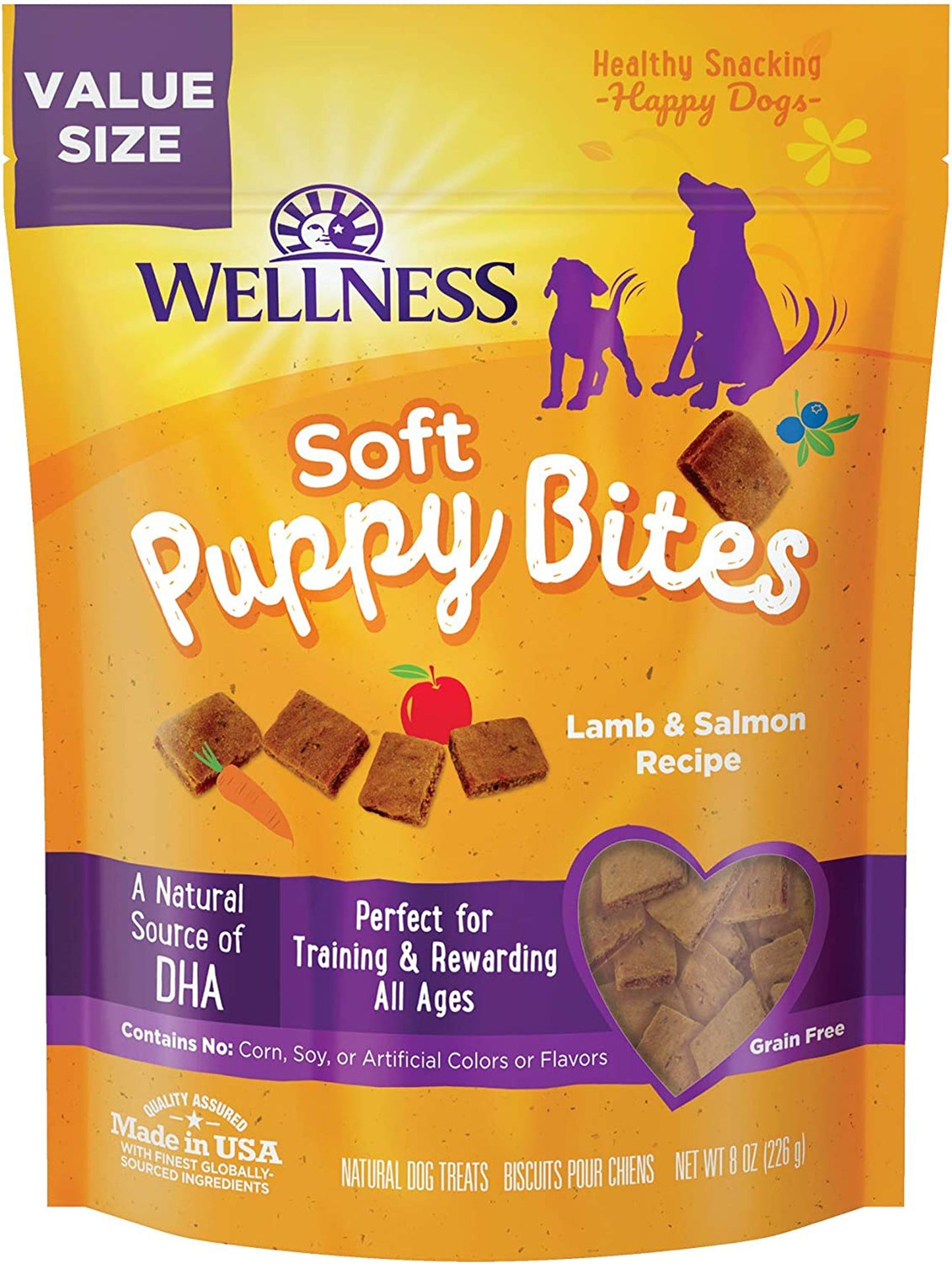 Wellness Soft Puppy Bites Value Bag Lamb Salmon 8oz.