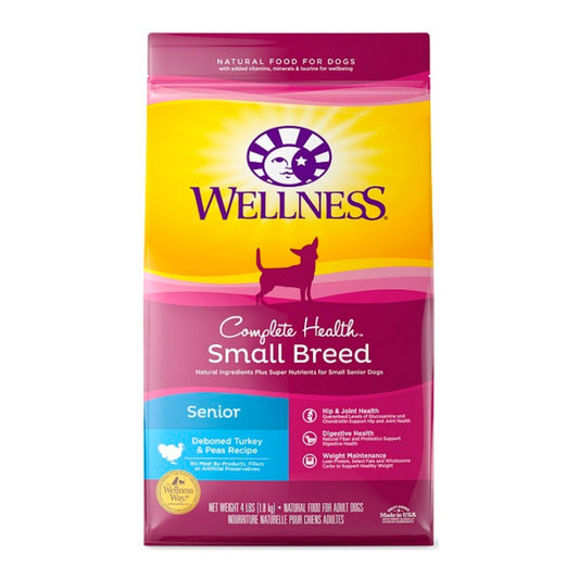 Wellness Dog Small Breed Senior 4Lb Turkey Peas Complete Health