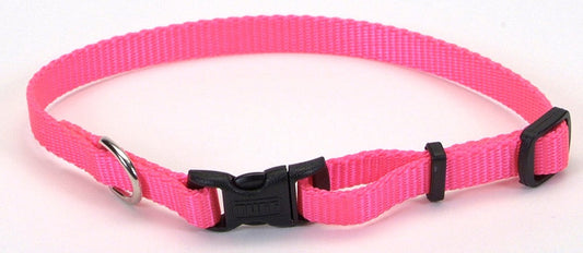 Coastal Adjustable Nylon Dog Collar with Plastic Buckle Neon Pink 1ea/3/8 In X 8-12 in