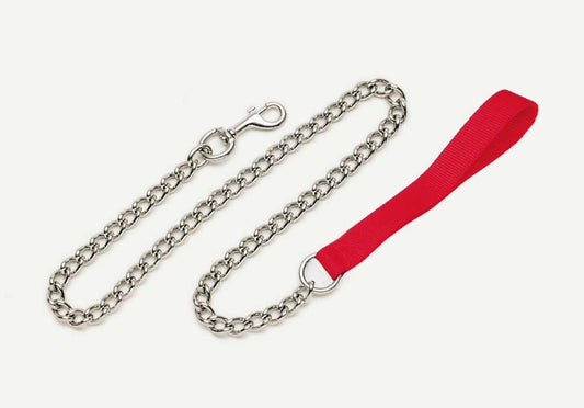 Titan Chain Dog Leash with Nylon Handle Red 1ea/4 Mm X 4 ft