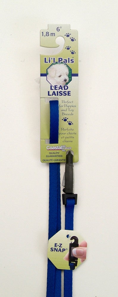 Lil Pals Nylon Dog Leash with E-Z Snap Blue 1ea/3/8 In X 6 ft