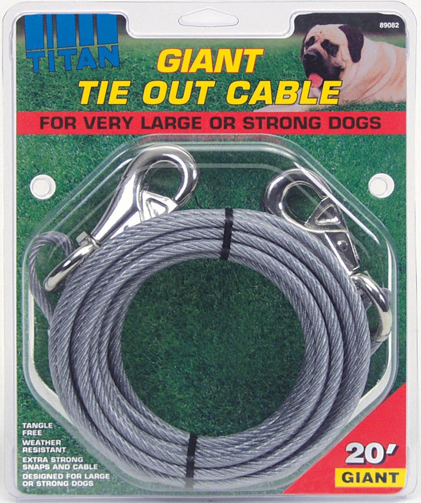 Coastal Titan Giant Cable Tie Out With Nickel Plated Snaps Silver 20Ft