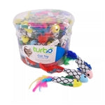 Coastal Turbo Bulk Cat Toy Bins, Fish with Feathers, 60 Pieces