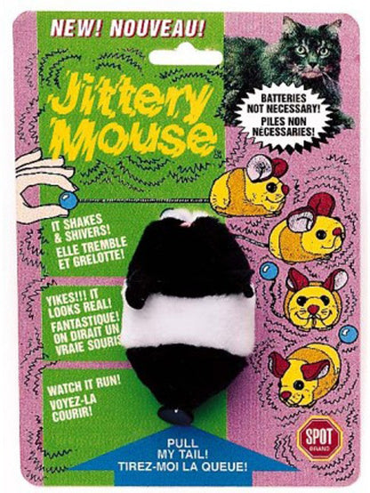 Spot Jittery Mouse Plush Cat Toy Gray; White 3 in