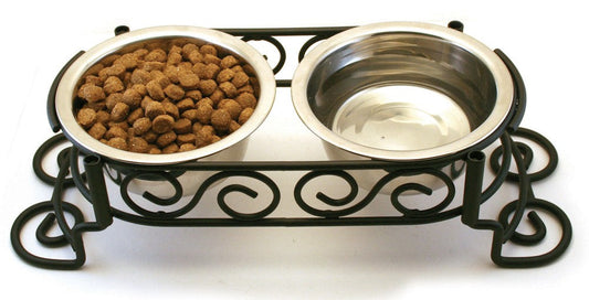 Spot Mediterranean Double Diner Dog Bowl Silver, 1ea/1 pt