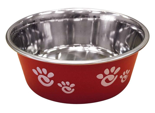 Spot Barcelona Stainless Steel Paw Print Dog Bowl Raspberry 1ea/32 oz