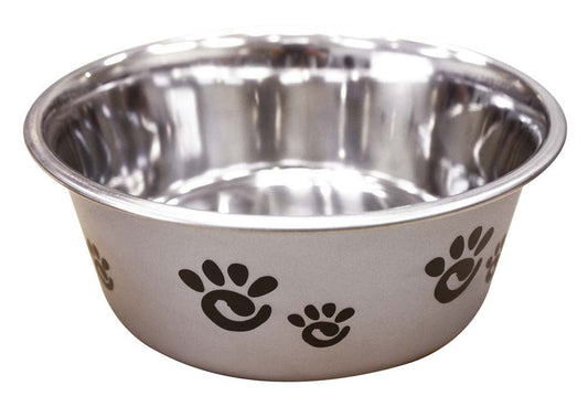 Spot Barcelona Stainless Steel Paw Print Dog Bowl Silver 1ea/32 oz