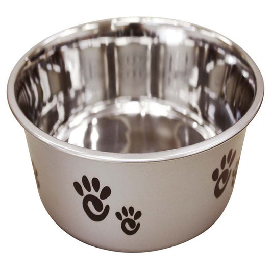 Spot Barcelona Stainless Steel Paw Print Dog Bowl Silver 1ea/64 oz