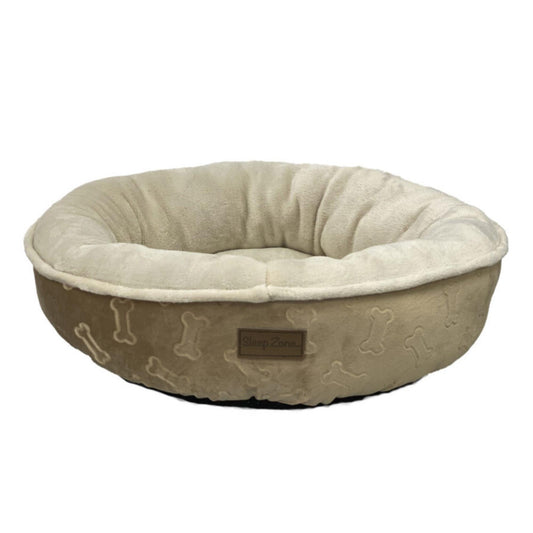 Ethical Pet Sleep Zone Embossed Bone Round18" Taupe