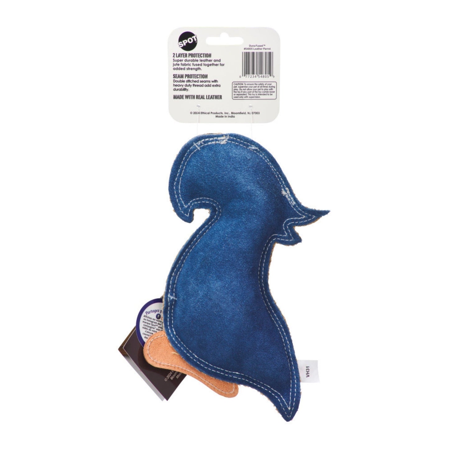 Spot Durafuse Leather Parrot Dog Toy Assorted, 1ea/8 in