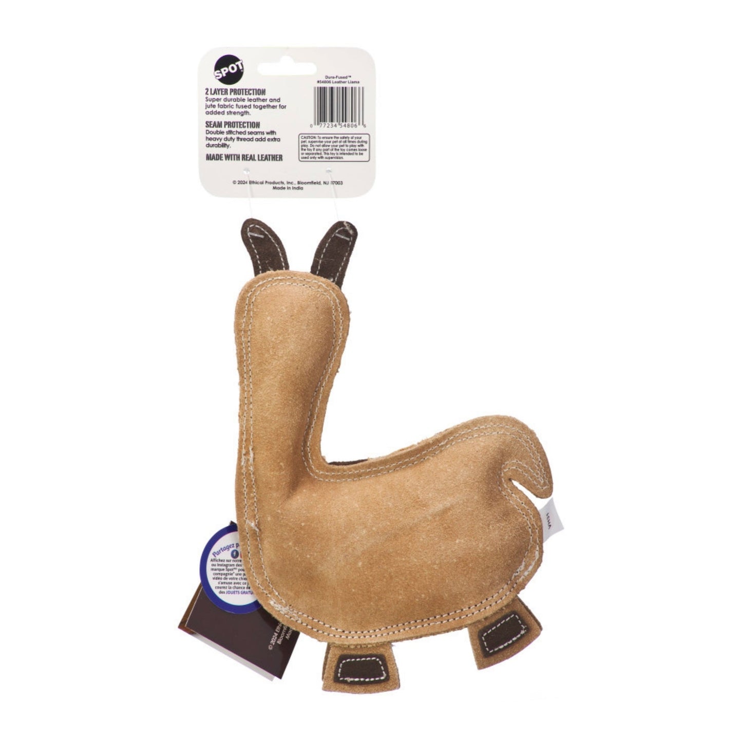 Spot Durafuse Leather Llama Dog Toy Assorted, 1ea/9 in