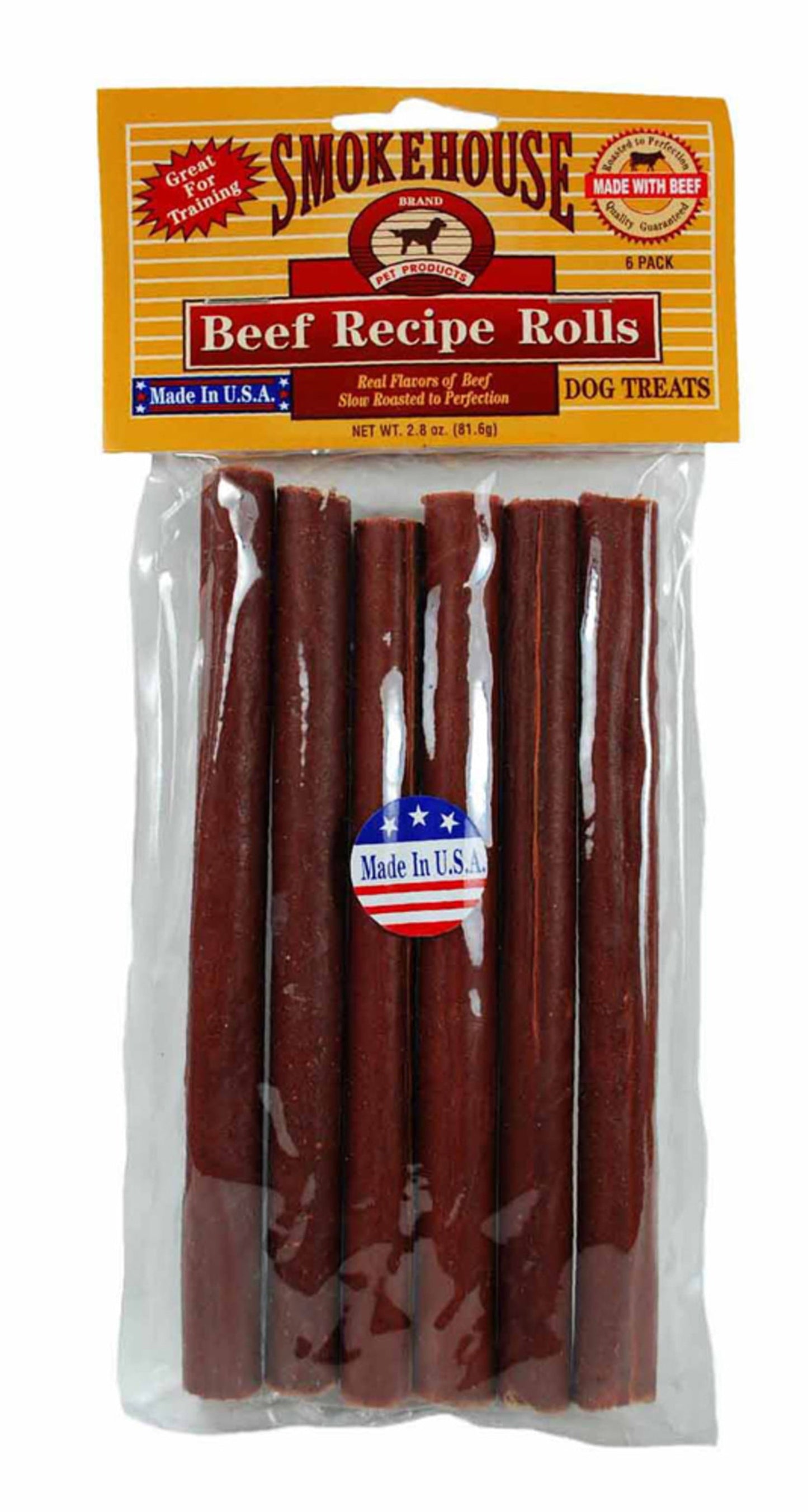 Smokehouse USA Made Beefy Rolls Dog Treats 1ea/2.8 oz, 6 pk