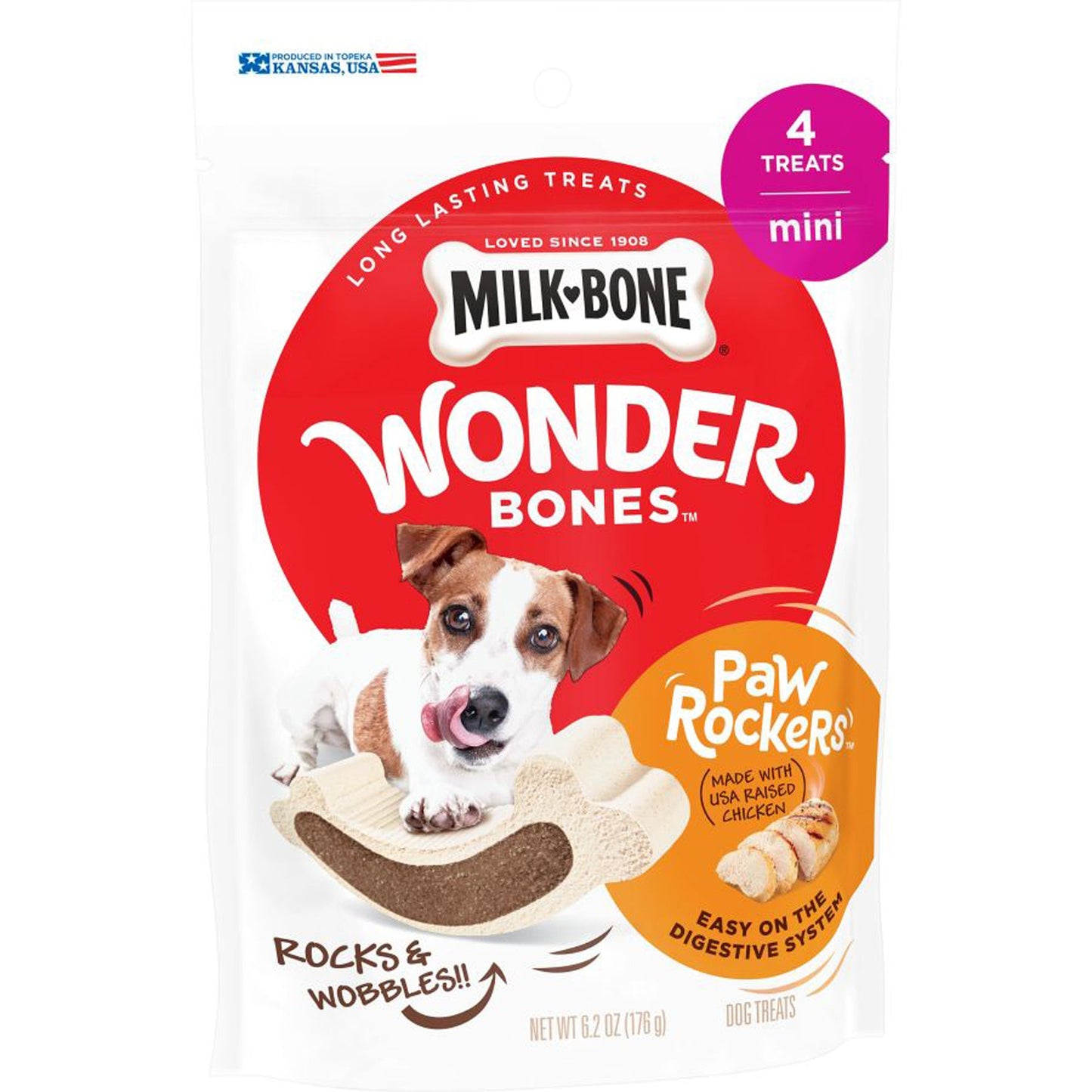 Milk-Bone Wonder Bones Paw Rockers Dog Treats Chicken 1ea/6.2 oz, 4 ct, Mini