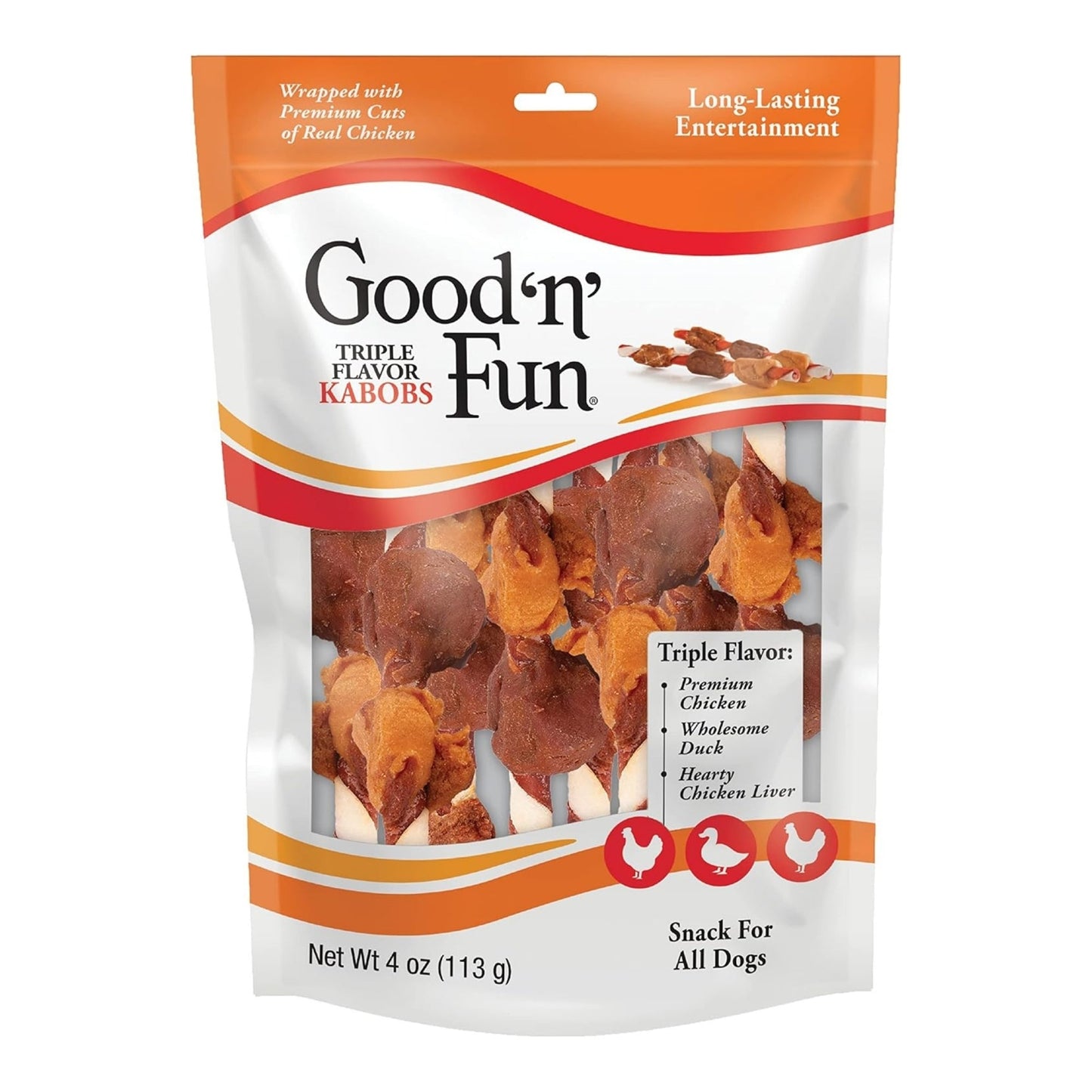 Good 'N' Fun Triple Flavor Kabobs Chicken/Duck/Liver 4oz.