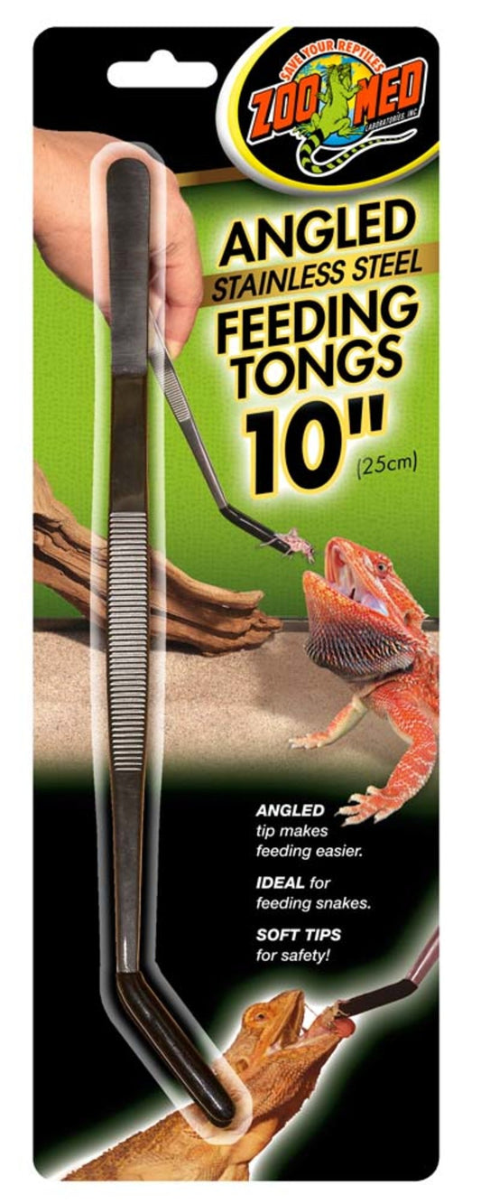 Zoo Med Angled Stainless Steel Feeding Tong Black, Silver 1ea/10 in