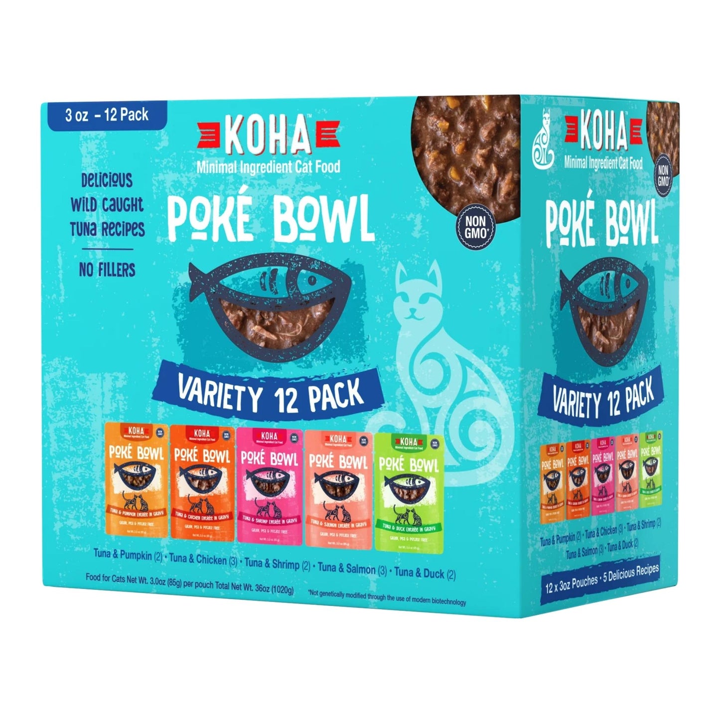 Koha Cat Grain Free Poke Bowl 3oz. Variety Pack (Case of 24)