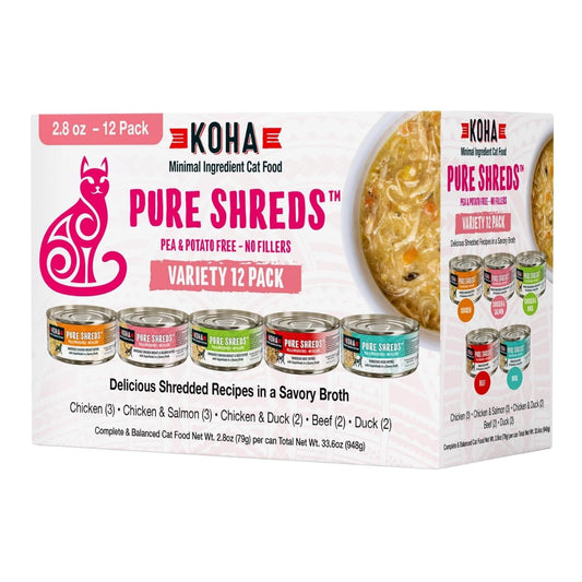 Koha Cat Grain Free Shredded 2.8oz. Variety Pack (Case of 24)