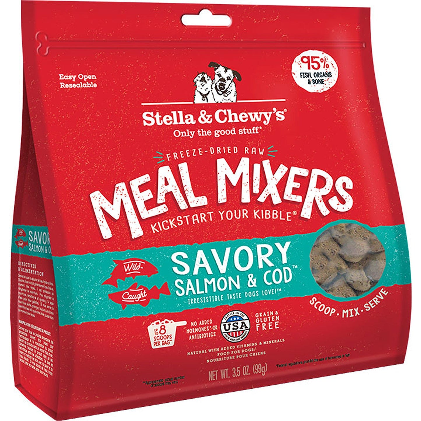 Stella And Chewys Freeze Dried Dog Food-Mixers Salmon Cod 3.5oz.