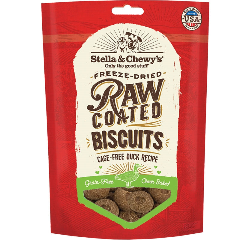 Stella And Chewys Dog Raw Coated Biscuits Duck 9oz.