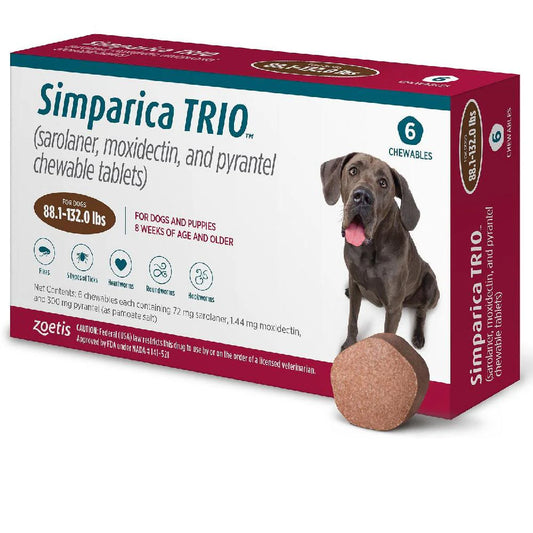 Simparica Trio Chewable Tablets 40-60Kg (88.1-132) Lbs 6 Pack