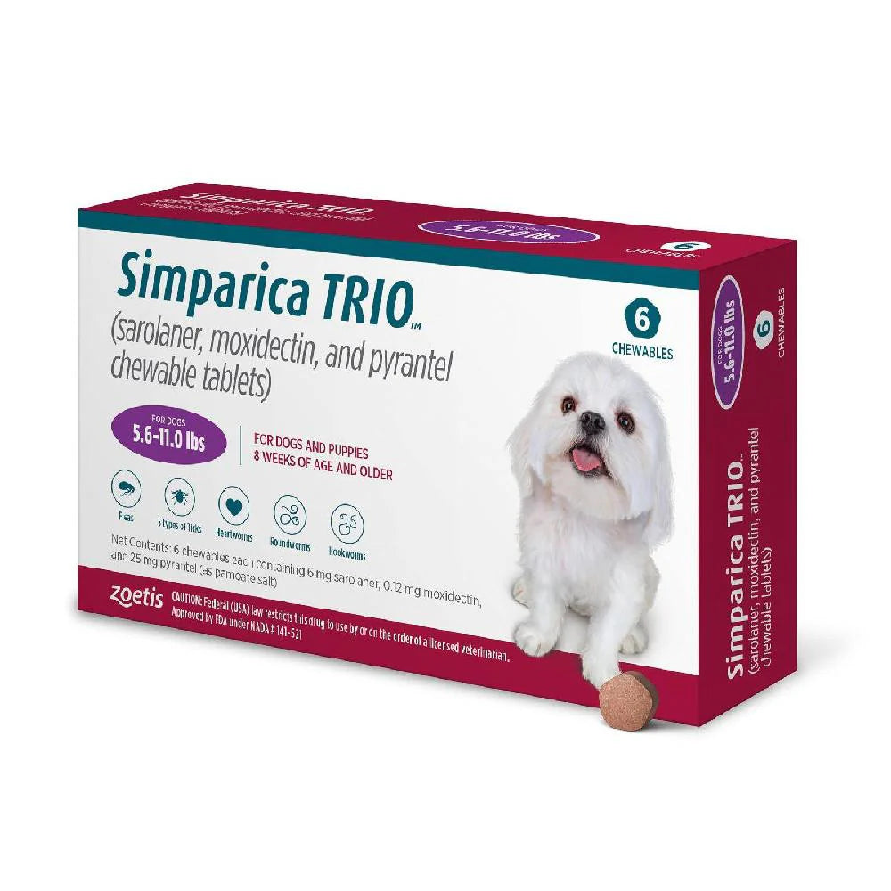 Simparica Trio Chewable Tablets 2.5-5Kg (5.6-11)Lbs 6 Pack