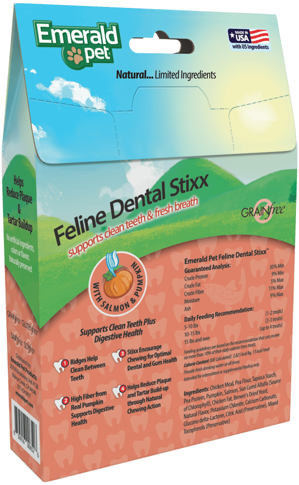 Emerald Pet Feline Dental Stixx Cat Treats Salmon 3.6oz