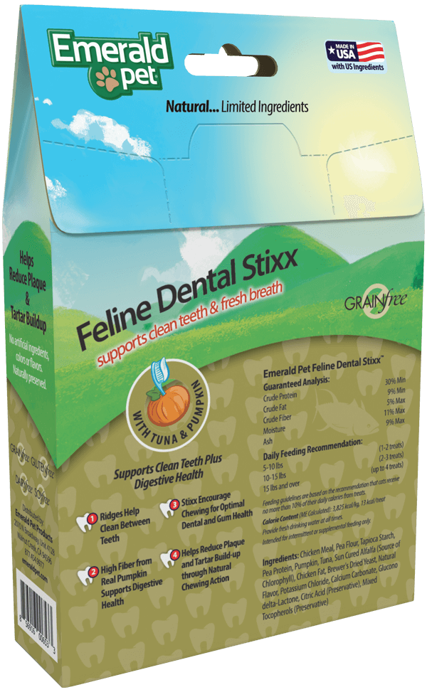 Emerald Pet Feline Dental Stixx Cat Treats Tuna 3.6oz