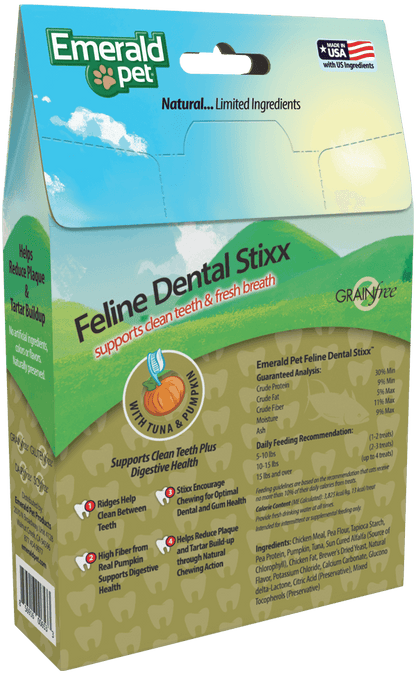 Emerald Pet Feline Dental Stixx Cat Treats Tuna 3.6oz