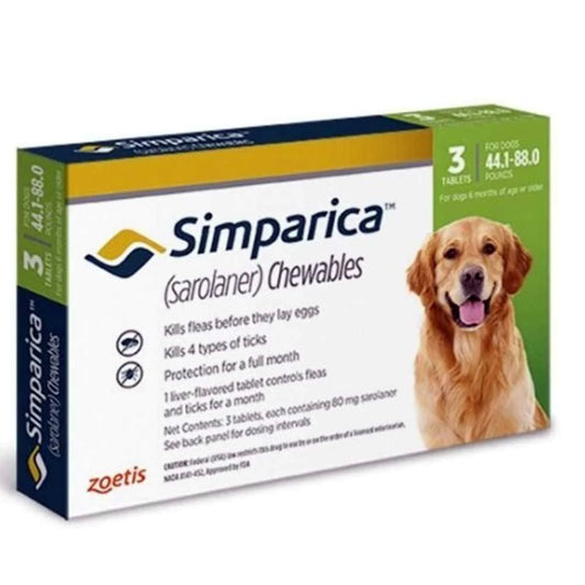 Simparica Chewables Flea & Tick Oral Treatment for Dogs Weighing 20-40 Kg (44-88 Lbs)