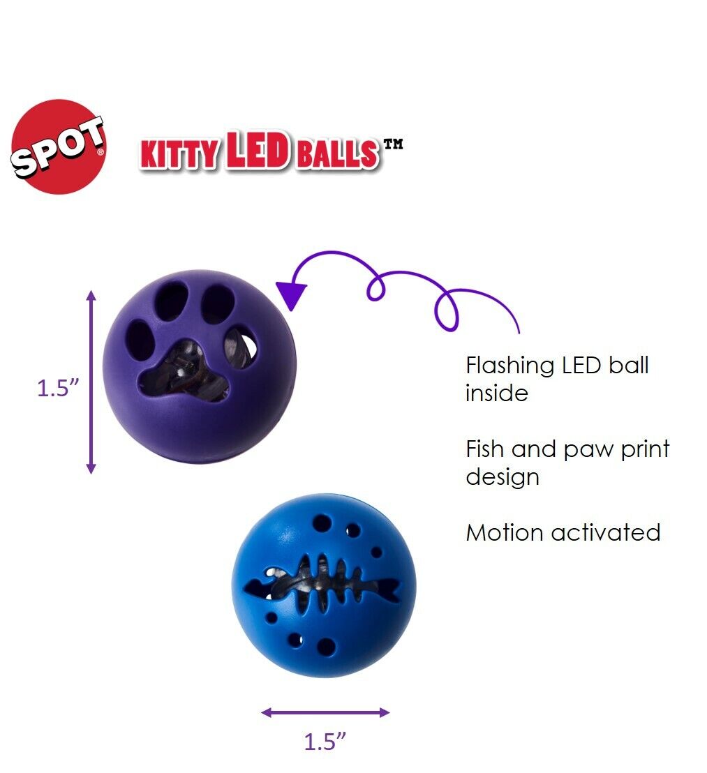 Spot Kitty LED Balls Cat Toy Assorted 2pk