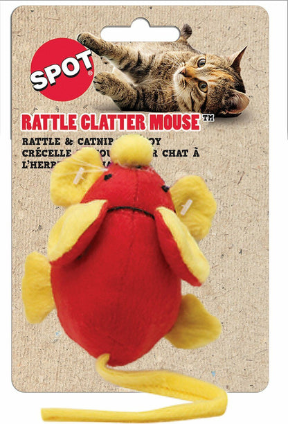 Spot Rattle Clatter Mouse Cat Toy with Catnip Assorted 9 in Large