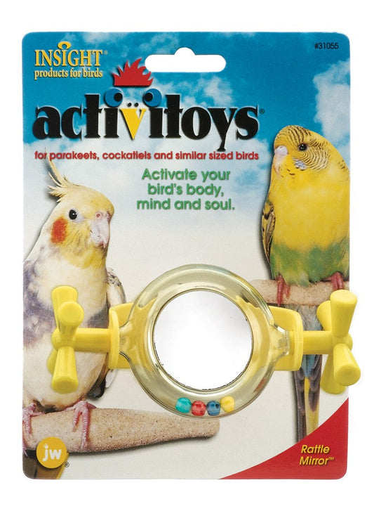 JW Pet ActiviToy Rattle Mirror Bird Toy Assorted 1ea/SM/MD