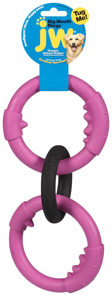 JW Pet Big Mouth Triple Ring Dog Toy Multi-Color 1ea/LG