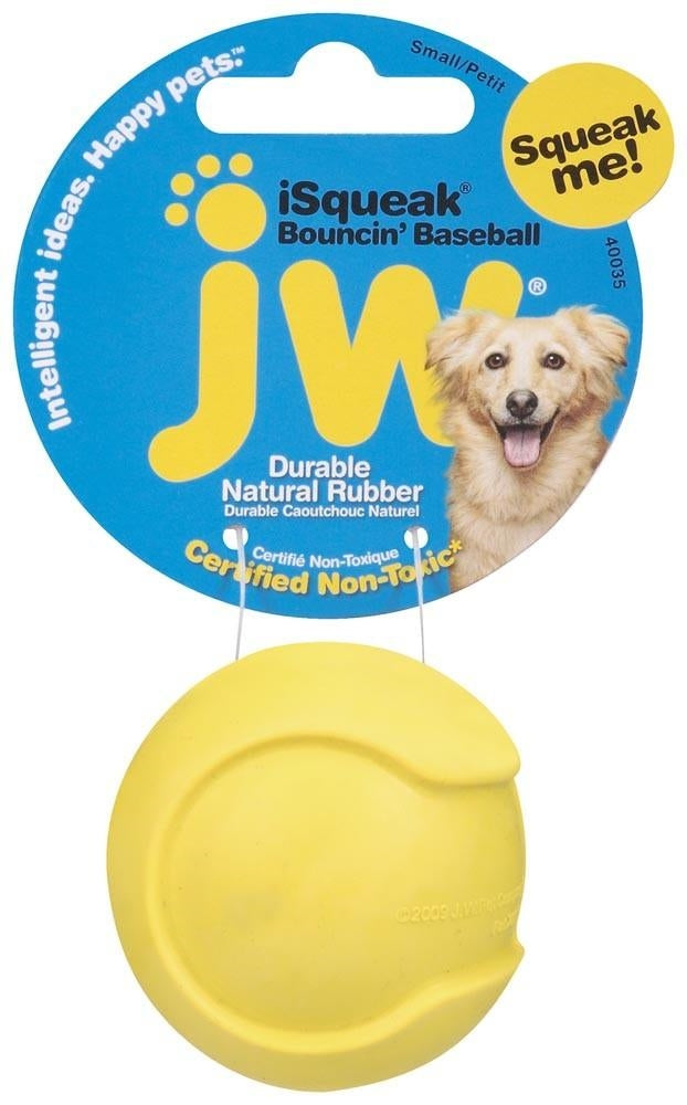 JW Pet iSqueak Bouncin' Dog Toy Baseball Assorted 1ea/SM