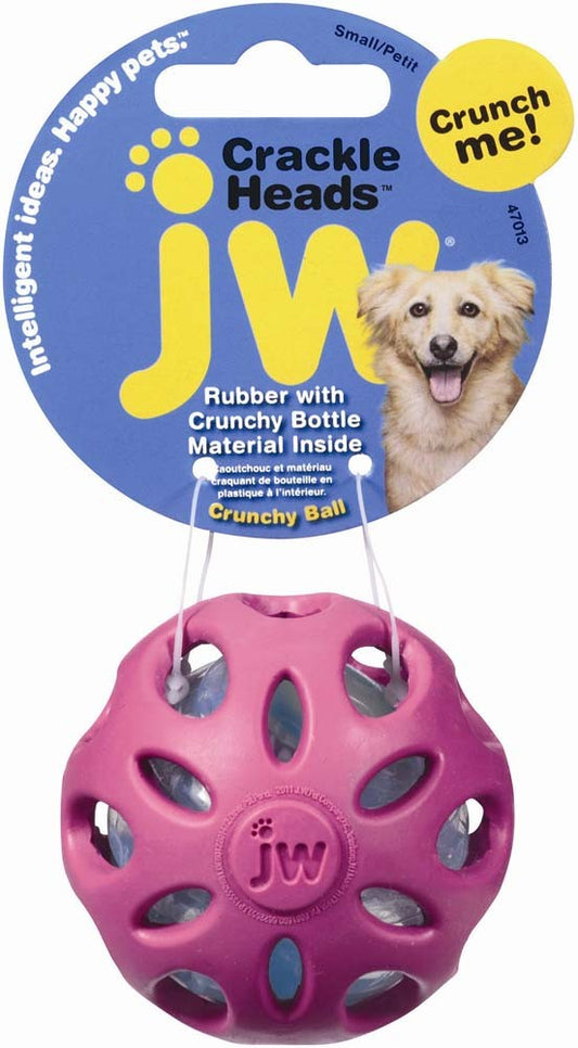 JW Pet Crackle Heads Crackle Ball Dog Toy Assorted 1ea/SM