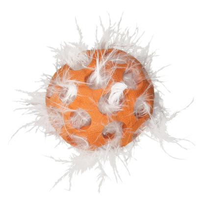 JW Pet Cataction Feather Ball Cat Toy Orange 1ea/One Size