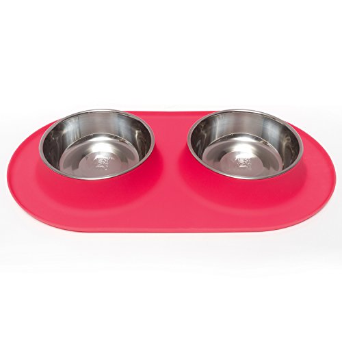 Messy Mutts Dog Double Feeder Red 3 Cup