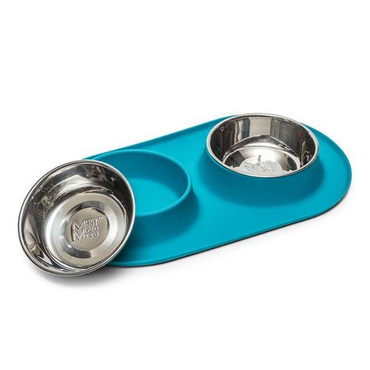 Messy Mutts Dog Double Feeder Blue 3 Cup