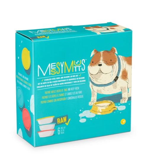 Messy Mutts Dog Bowl and Lid Set 6 Cup 6 Pack