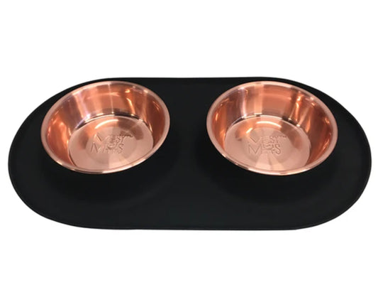 Messy Mutts Dog Silicone Double Feeder With Copper Large