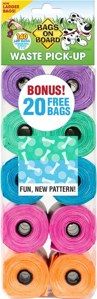 Bags on Board Waste Pick-up Bags Refill Green, Purple, Pink, Blue 1ea/140 ct