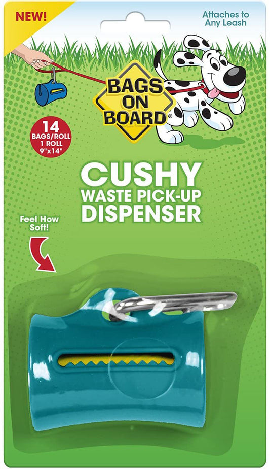 Bags on Board Cushy Waste Pick-up Bag Dispenser Teal 1ea/14 Bags, 9 In X 14 in