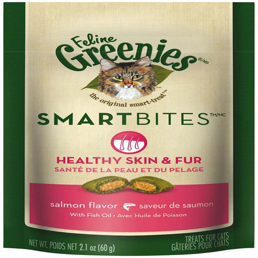 Greenies Feline SmartBites Skin & Fur Crunchy & Soft Adult Cat Treats Salmon 1ea/2.1 oz