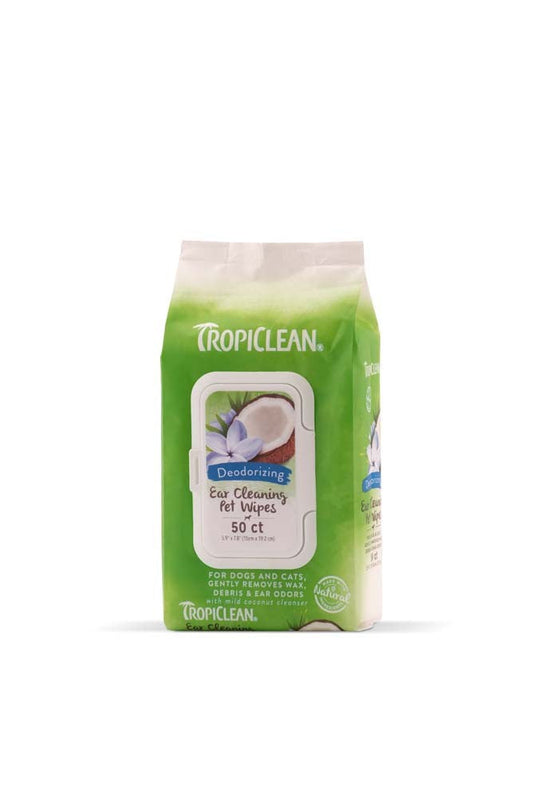 TropiClean Deodorizing Ear Cleaning Pet Wipes 1ea/50 ct