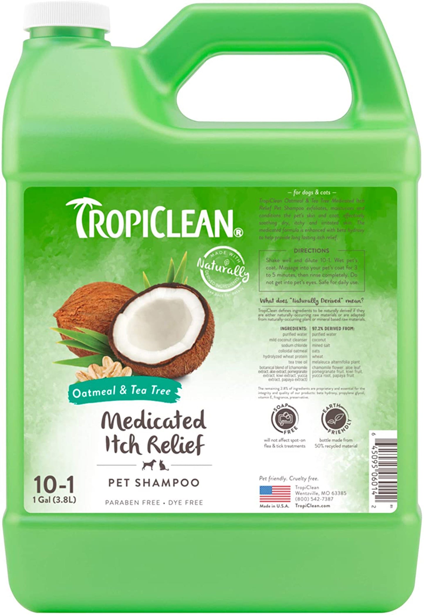 TropiClean Oatmeal & Tea Tree Medicated Itch Relief Shampoo for Pets 1ea/1 gal