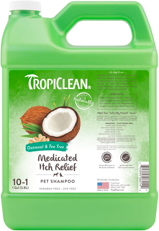 TropiClean Oatmeal & Tea Tree Medicated Itch Relief Shampoo for Pets 1ea/1 gal